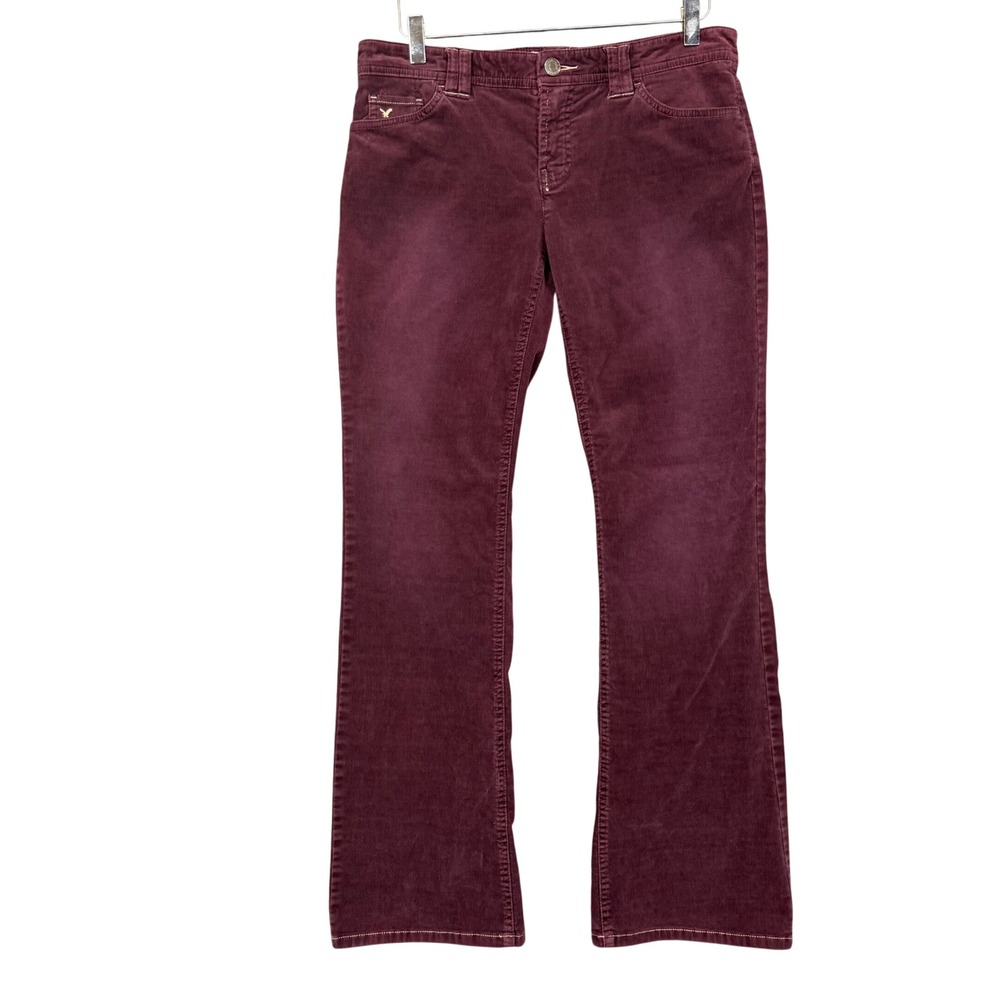 American Eagle Pants Womens 8 Burgundy Corduroy Flare Cotton Stretch Cords Retro